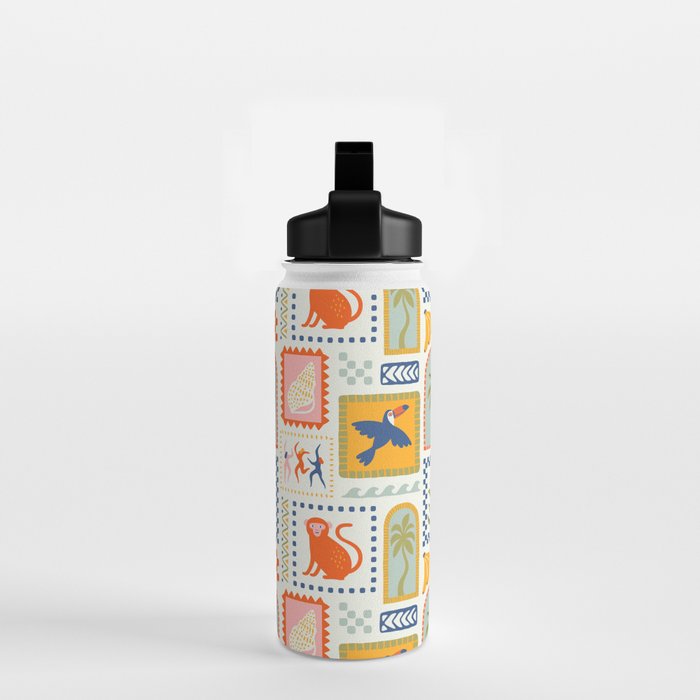 Vintage summer nature patchwork art pattern Water Bottle Gallery Image 2