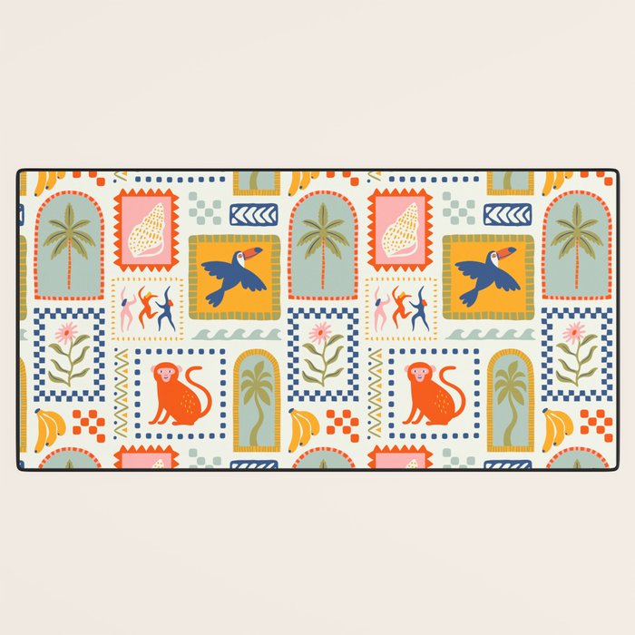 Vintage summer nature patchwork art pattern Desk Mat Gallery Image 3