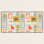 Vintage summer nature patchwork art pattern Desk Mat Gallery Image 3