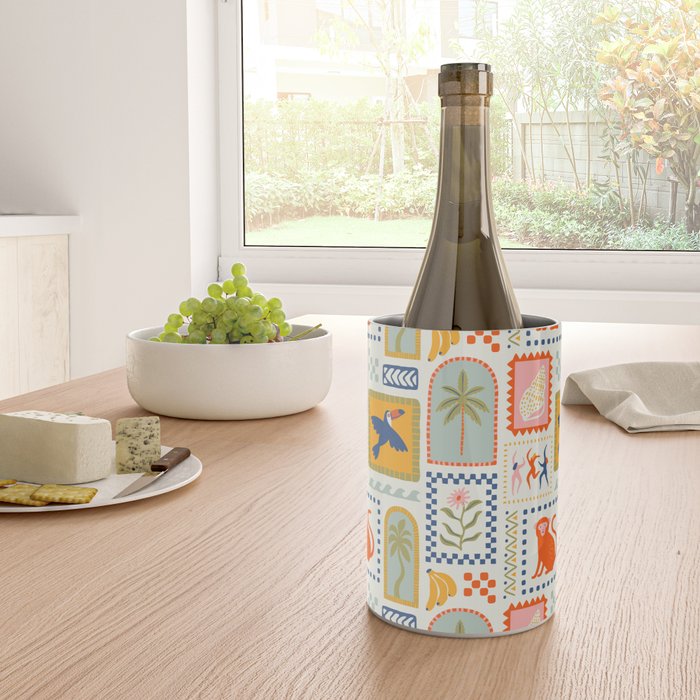 Vintage summer nature patchwork art pattern Wine Chiller Gallery Image 4