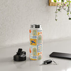 Vintage summer nature patchwork art pattern Water Bottle Gallery Image 4