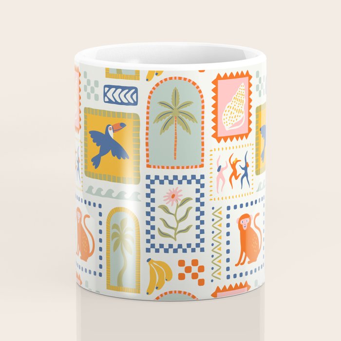 Vintage summer nature patchwork art pattern Coffee Mug Gallery Image 4