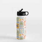 Vintage summer nature patchwork art pattern Water Bottle Gallery Image 1