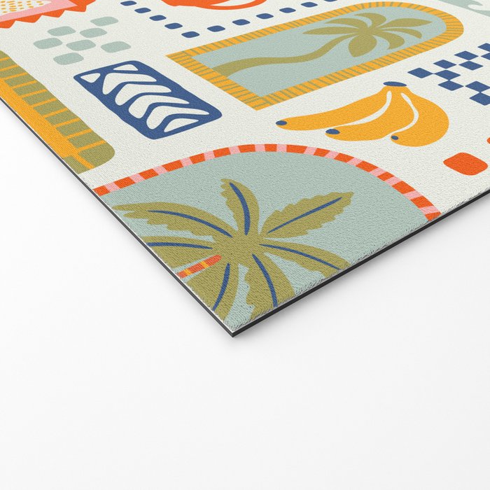 Vintage summer nature patchwork art pattern Welcome Mat Gallery Image 2