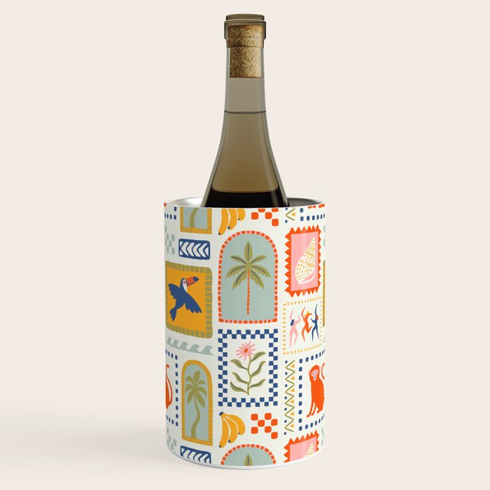 Vintage summer nature patchwork art pattern Wine Chiller Gallery Image 1