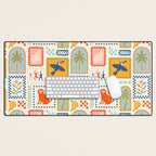 Vintage summer nature patchwork art pattern Desk Mat Gallery Image 1