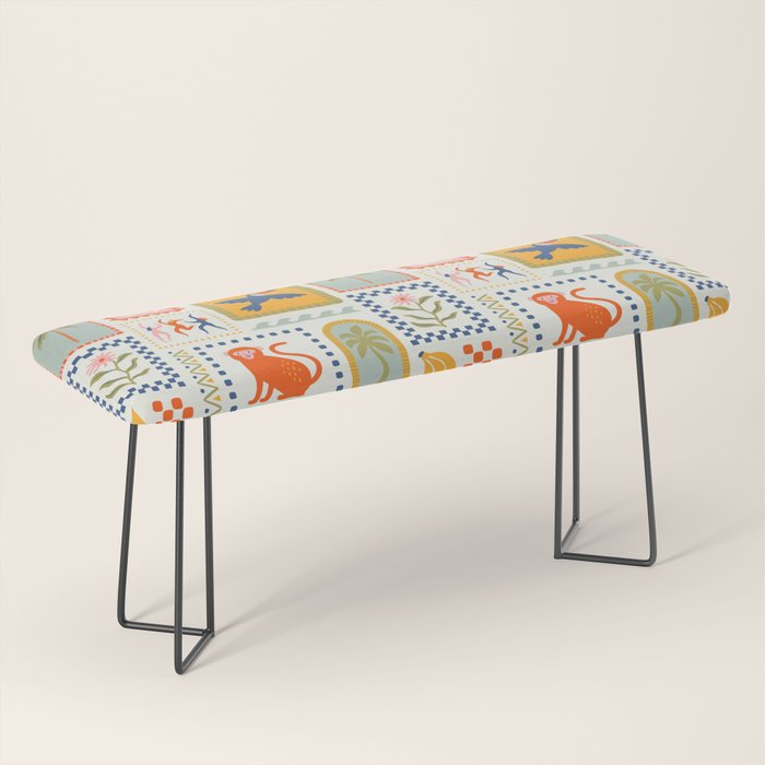 Vintage summer nature patchwork art pattern Bench Gallery Image 1