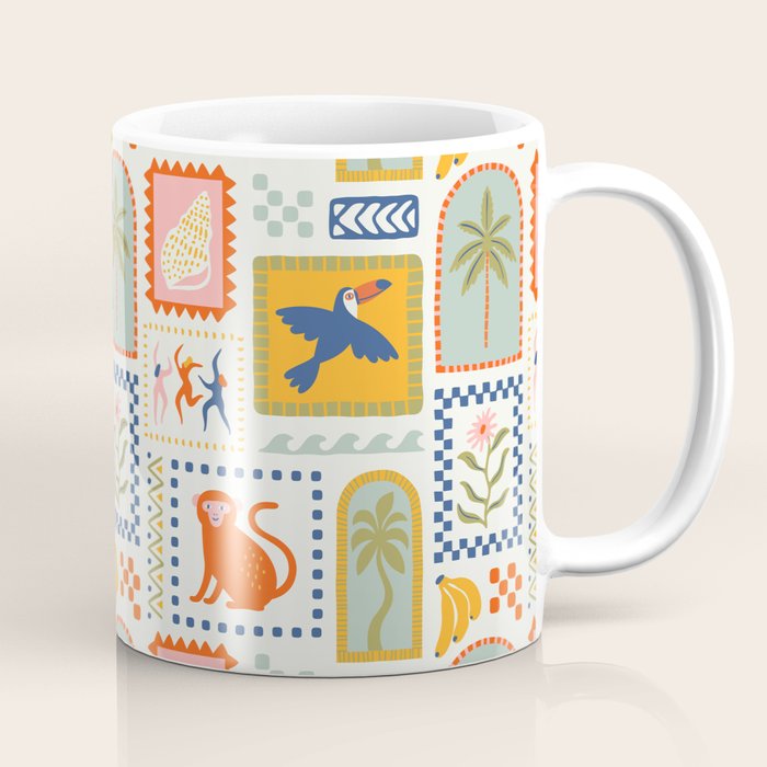 Vintage summer nature patchwork art pattern Coffee Mug Gallery Image 1