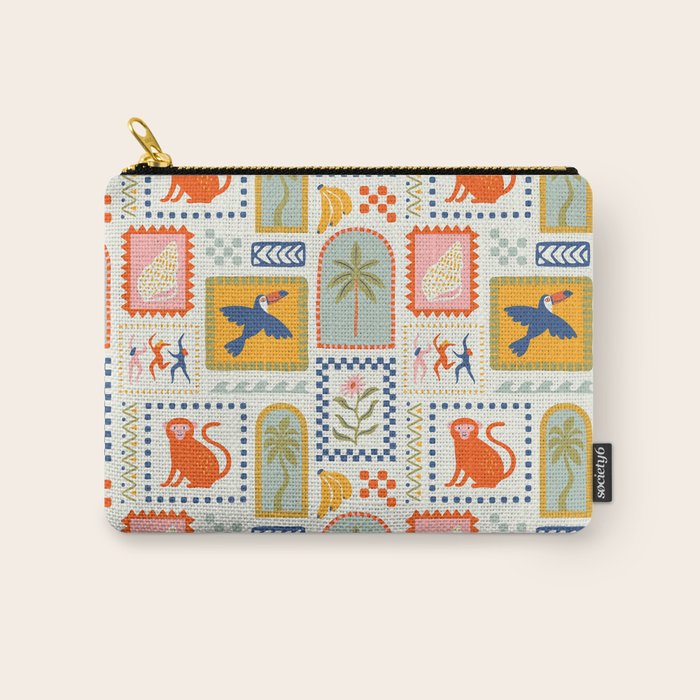 Vintage summer nature patchwork art pattern Carry All Pouch Gallery Image 1