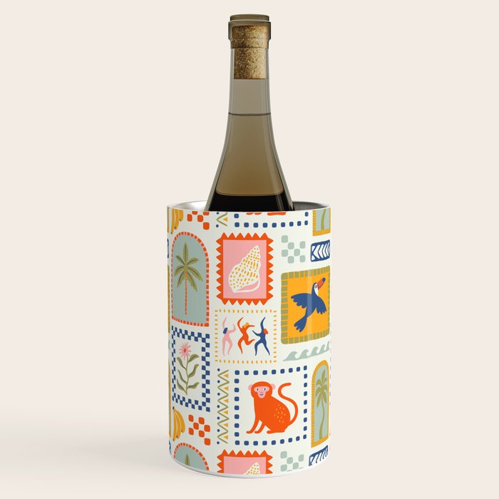 Vintage summer nature patchwork art pattern Wine Chiller Gallery Image 2