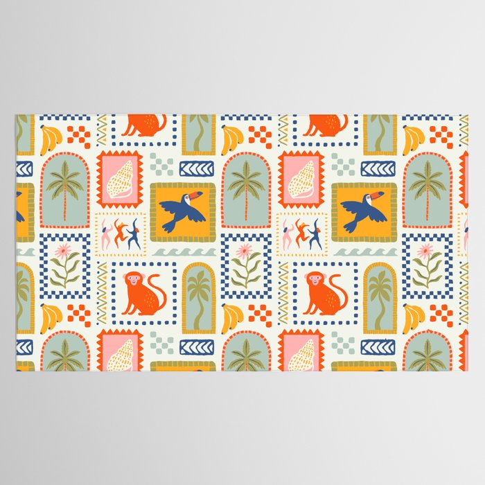 Vintage summer nature patchwork art pattern Tablecloth Gallery Image 2