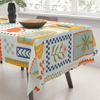 Vintage summer nature patchwork art pattern Tablecloth Gallery Image 3