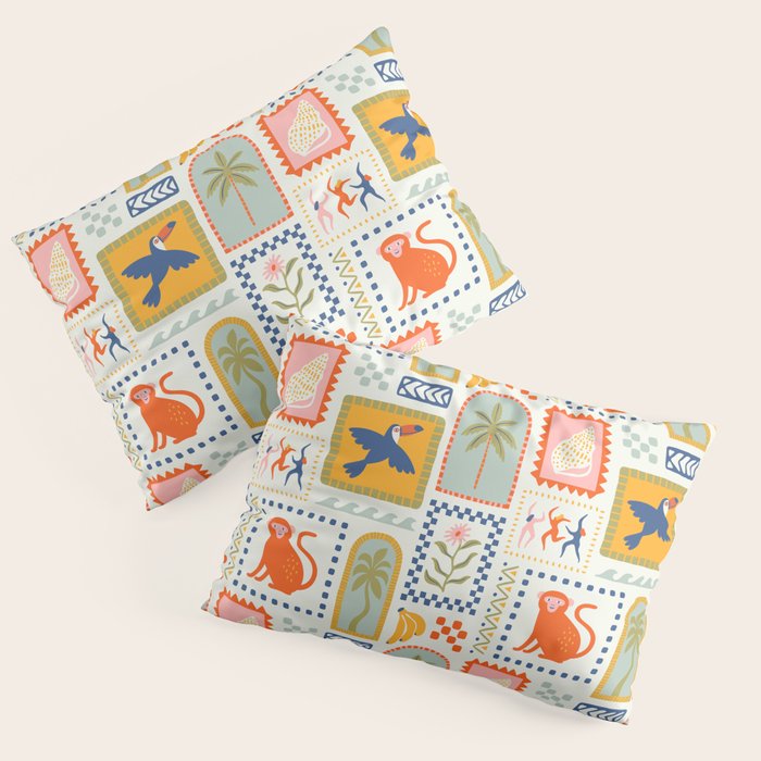 Vintage summer nature patchwork art pattern Pillow Sham Gallery Image 1