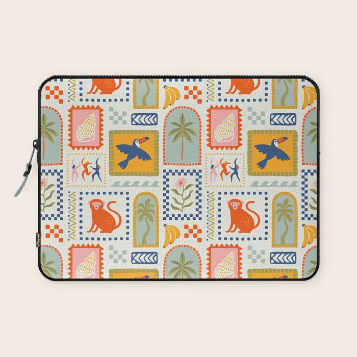 Vintage summer nature patchwork art pattern Laptop Sleeve Gallery Image 1