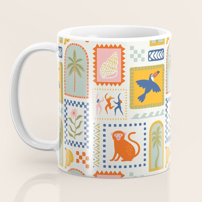 Vintage summer nature patchwork art pattern Coffee Mug Gallery Image 3