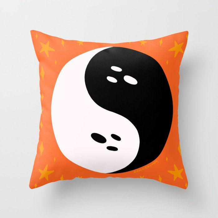 Spooky Yin Yang Throw Pillow Gallery Image 1