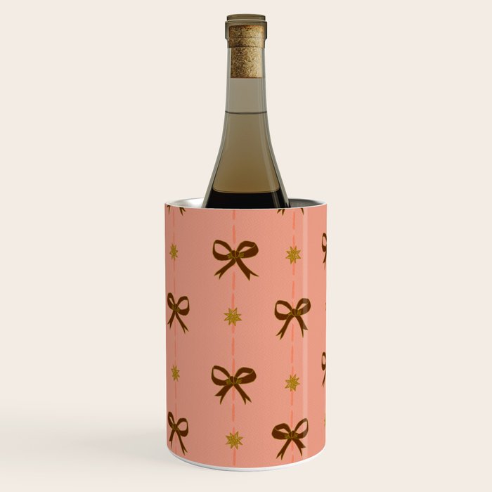 Cute Hair Bows & Stars in Peach & Brown Wine Chiller Gallery Image 1