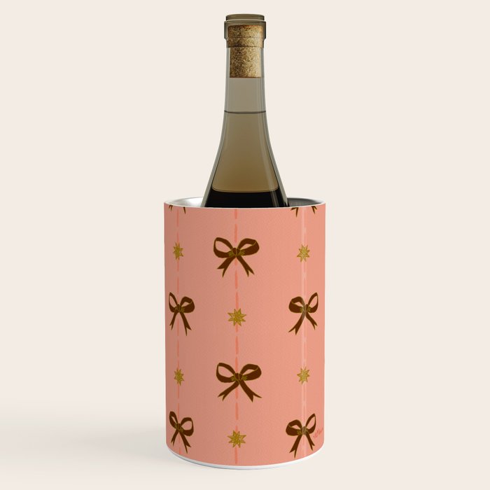 Cute Hair Bows & Stars in Peach & Brown Wine Chiller Gallery Image 3