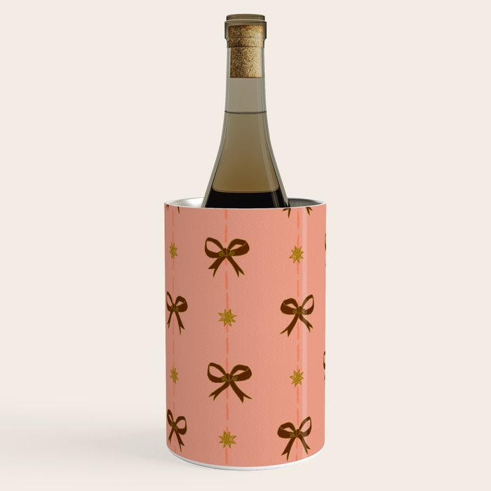 Cute Hair Bows & Stars in Peach & Brown Wine Chiller Gallery Image 2
