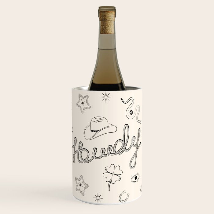Howdy. Black and White Good Luck Charms Wine Chiller Gallery Image 1
