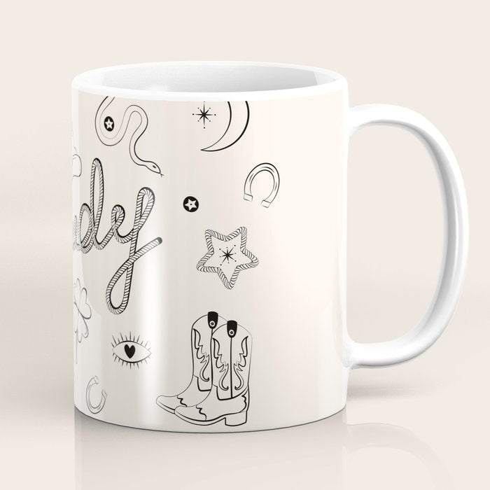 Howdy. Black and White Good Luck Charms Coffee Mug Gallery Image 1