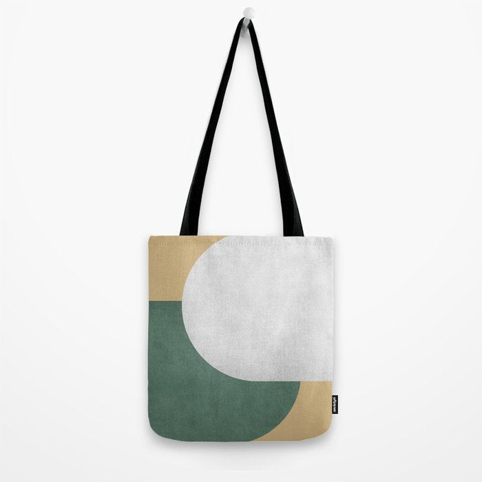 Halfmoon Colorblock - White Green on Gold Tote Bag Gallery Image 2