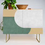 Halfmoon Colorblock - White Green on Gold Credenza Gallery Image 1
