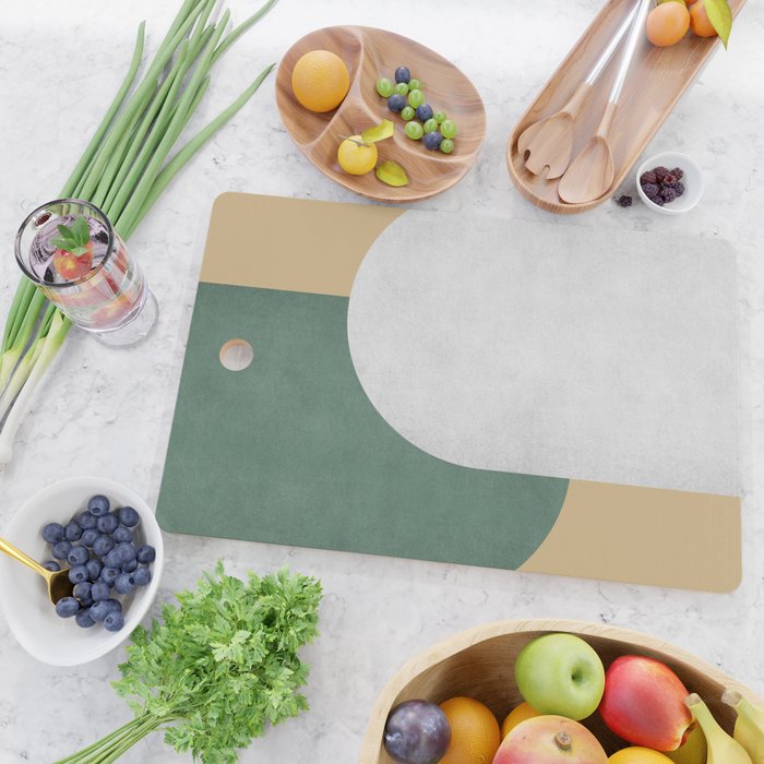 Halfmoon Colorblock - White Green on Gold Cutting Board Gallery Image 2