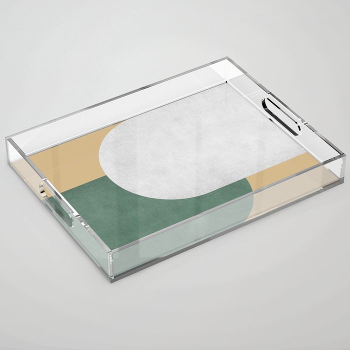 Halfmoon Colorblock - White Green on Gold Acrylic Tray Gallery Image 1