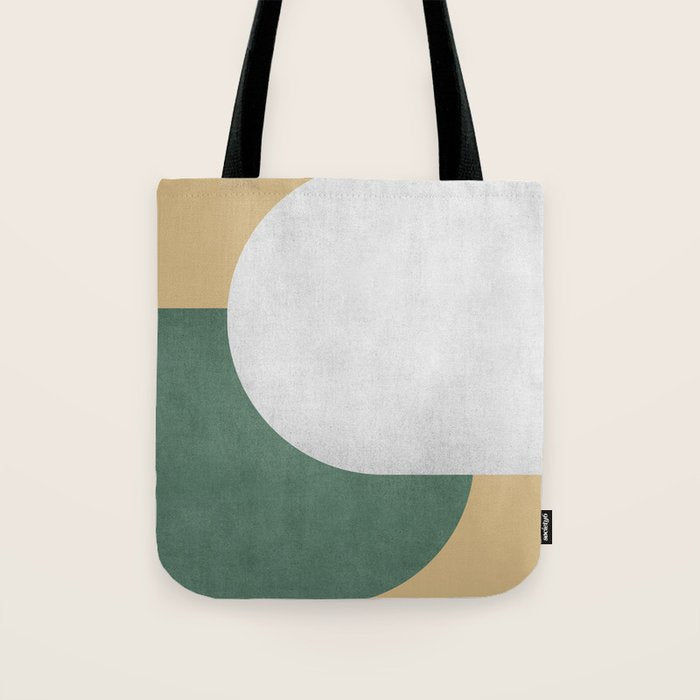 Halfmoon Colorblock - White Green on Gold Tote Bag Gallery Image 1