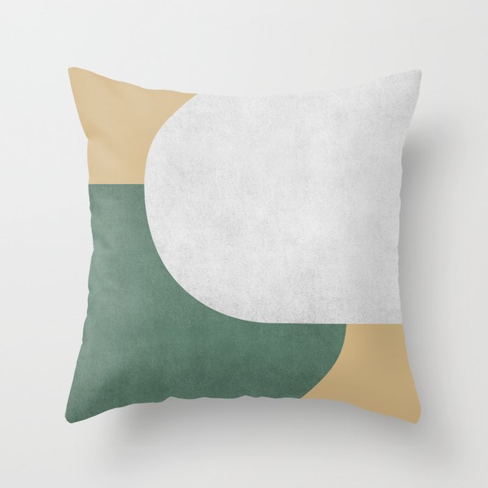 Halfmoon Colorblock - White Green on Gold Throw Pillow Gallery Image 6
