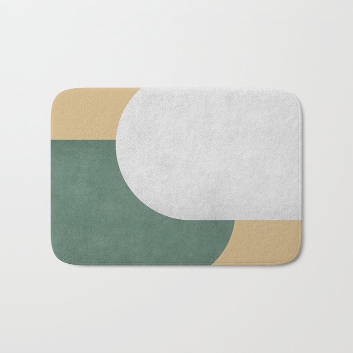 Halfmoon Colorblock - White Green on Gold Bath Mat Gallery Image 1