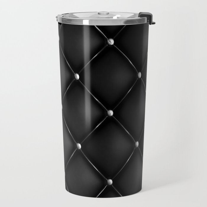 Black Quilted Leather Travel Mug Gallery Image 2