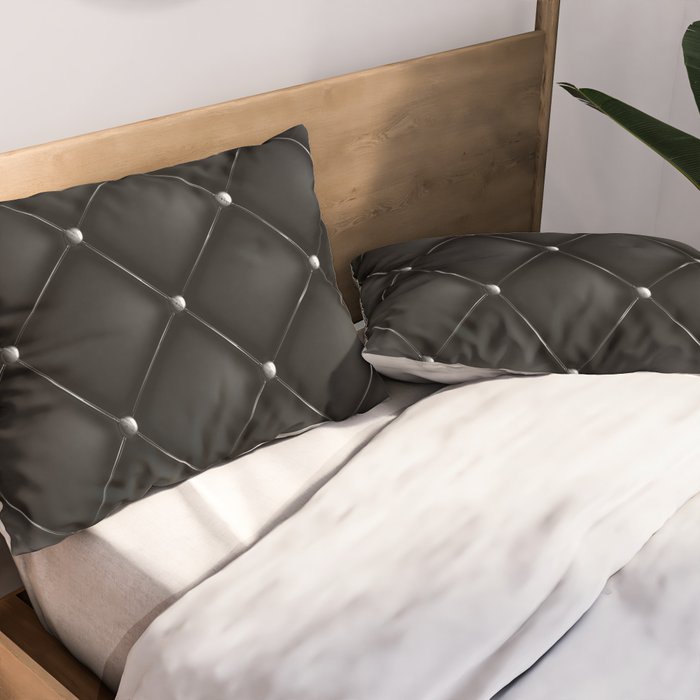 Black Quilted Leather Pillow Sham Gallery Image 2