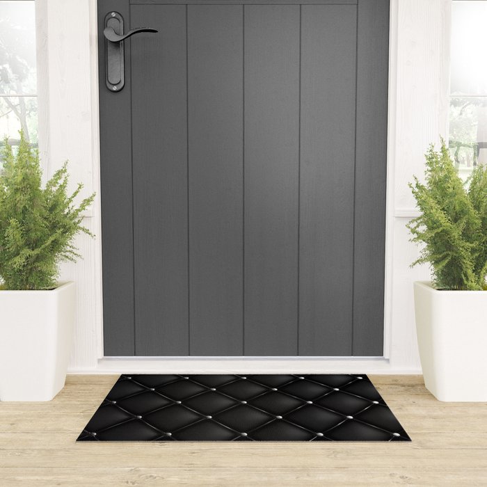 Black Quilted Leather Welcome Mat Gallery Image 3