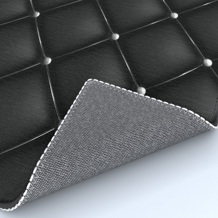 Black Quilted Leather Rug Gallery Image 4