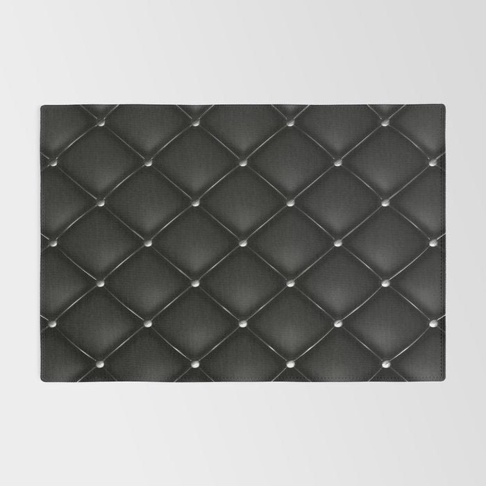 Black Quilted Leather Rug Gallery Image 2