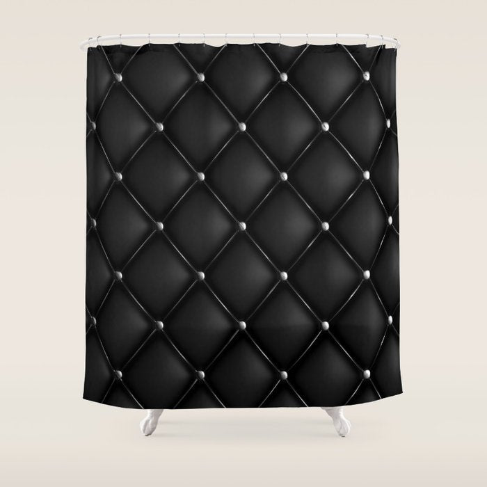 Black Quilted Leather Shower Curtain Gallery Image 1