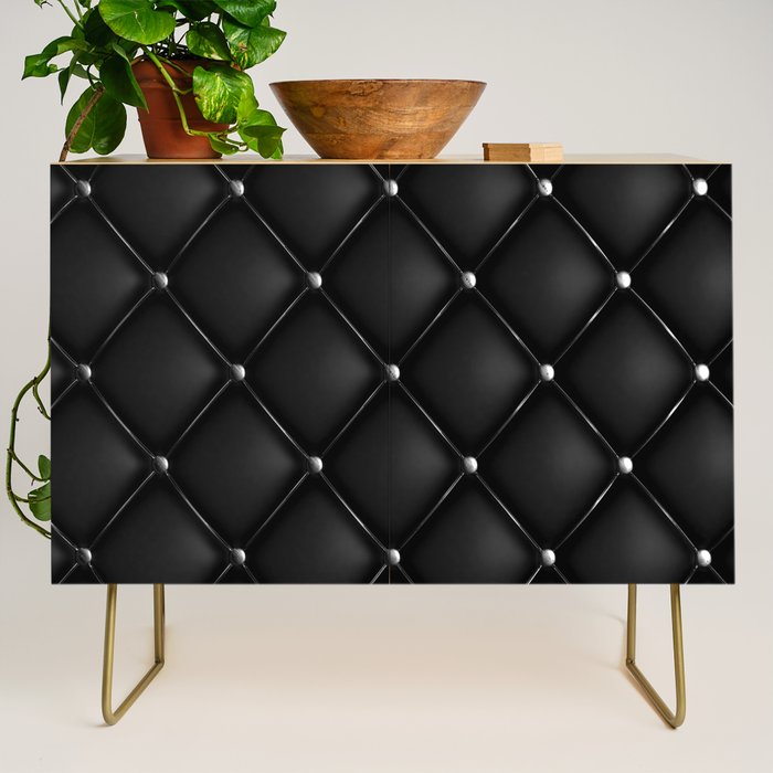 Black Quilted Leather Credenza Gallery Image 1