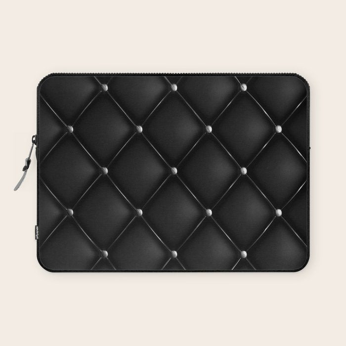Black Quilted Leather Laptop Sleeve Gallery Image 1