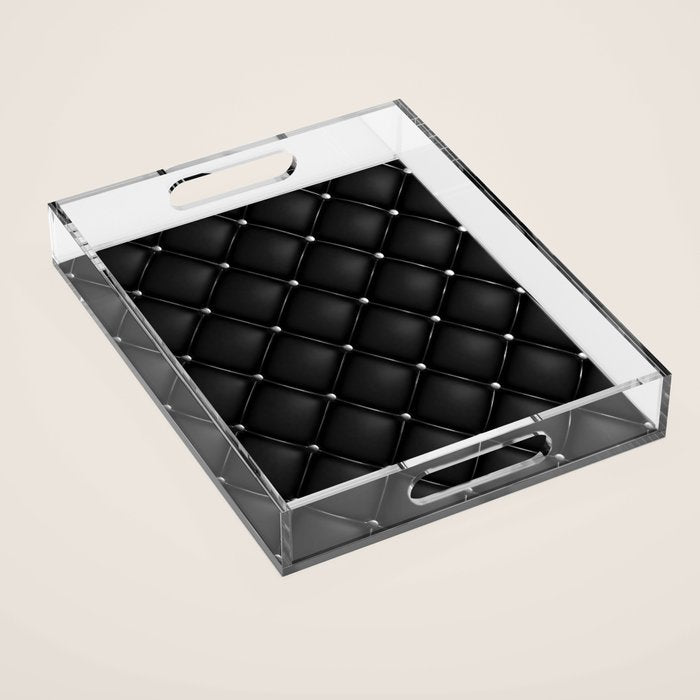 Black Quilted Leather Acrylic Tray Gallery Image 1