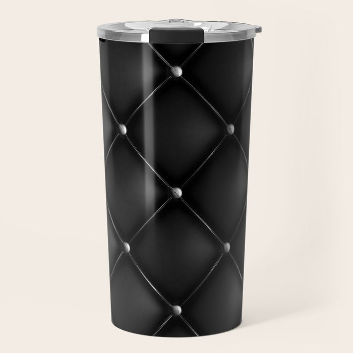 Black Quilted Leather Travel Mug Gallery Image 1