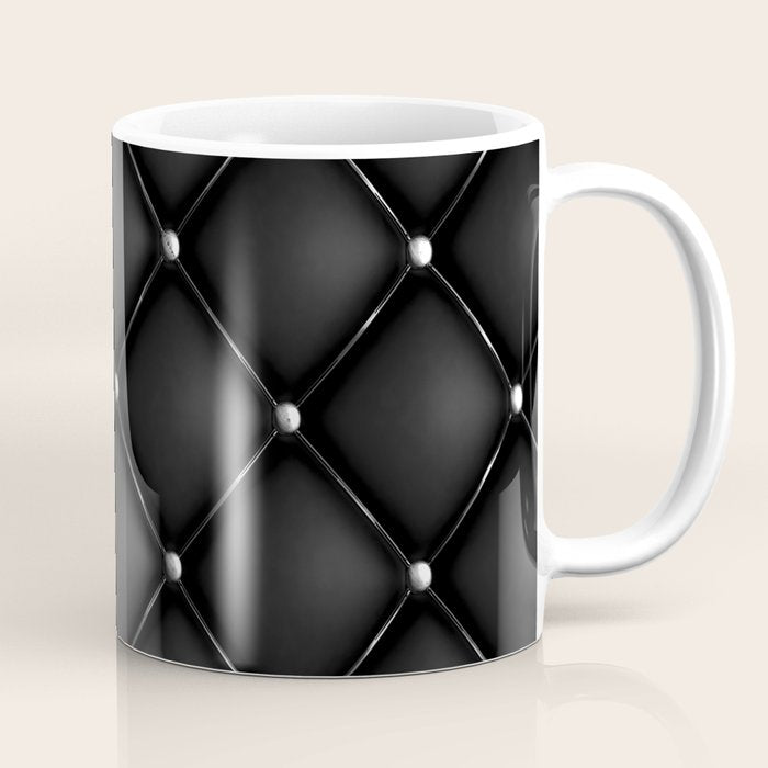 Black Quilted Leather Coffee Mug Gallery Image 1