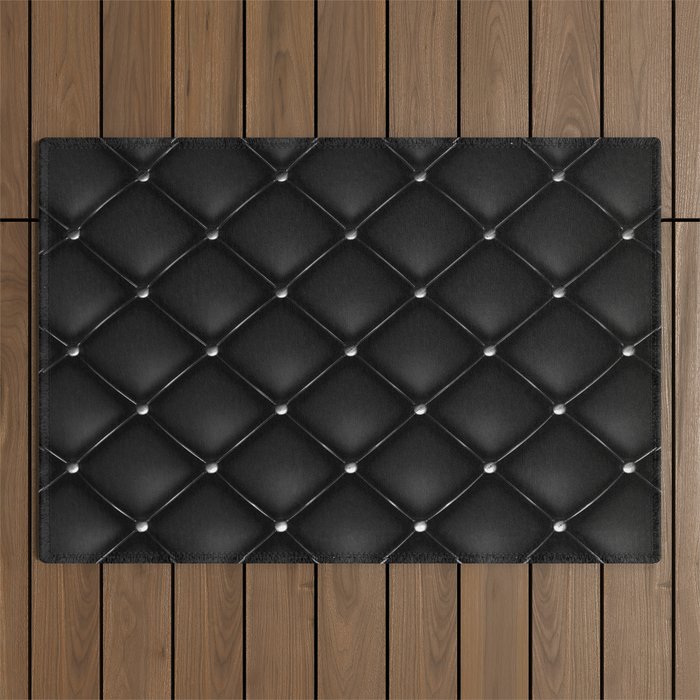Black Quilted Leather Outdoor Rug Gallery Image 1