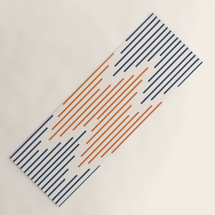 Geometric Arrow Lines 2 in Navy Blue Orange Yoga Mat Gallery Image 1
