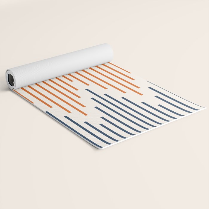 Geometric Arrow Lines 2 in Navy Blue Orange Yoga Mat Gallery Image 2