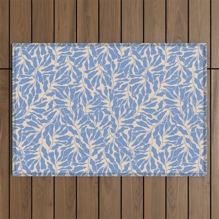 Blue Tropical Leaves Resort  Outdoor Rug Gallery Image 1