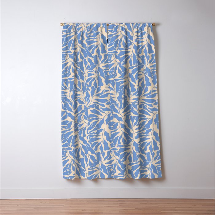 Blue Tropical Leaves Resort  Window Curtain Gallery Image 3