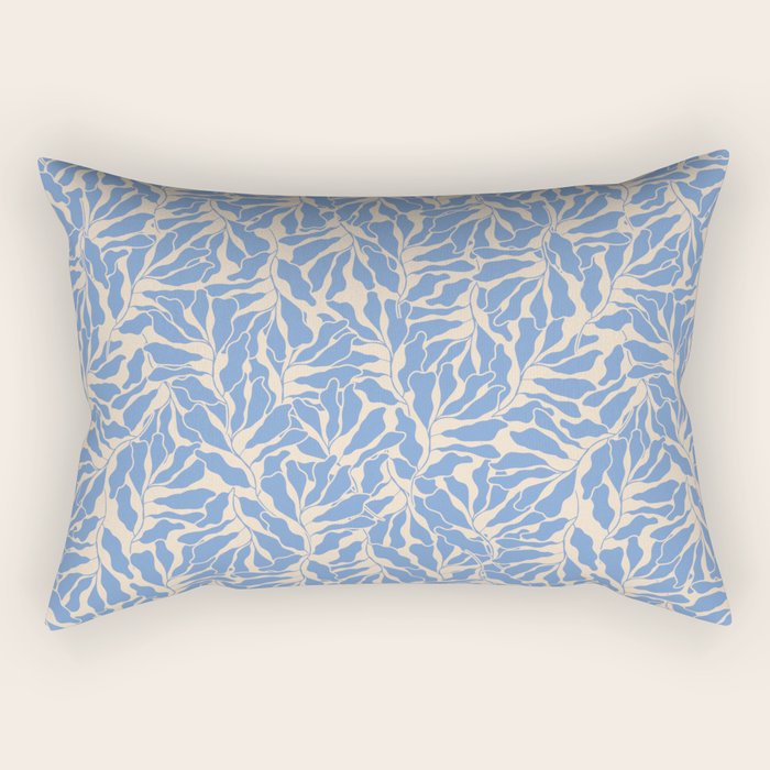 Blue Tropical Leaves Resort  Rectangular Pillow Gallery Image 1