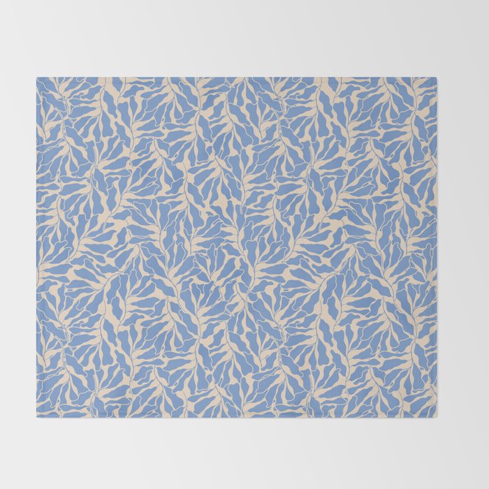 Blue Tropical Leaves Resort  Throw Blanket Gallery Image 2